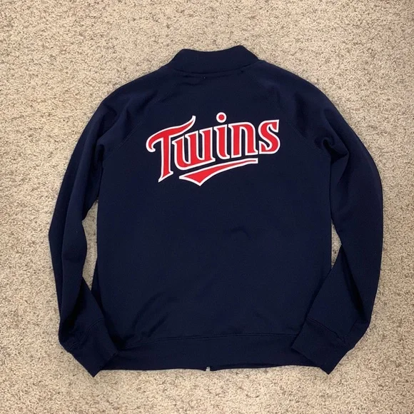 PINK  MN Twins Zippered Sweatshirt/Jacket Dark Blue Front and back Logo Baseball - Picture 4 of 5
